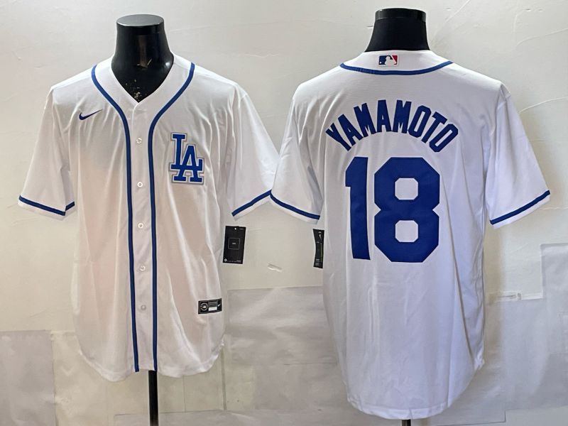 Men 2026 Nike Los Angeles Dodgers #18 Yamamoto White Game MLB Jersey 05->los angeles dodgers->MLB Jersey